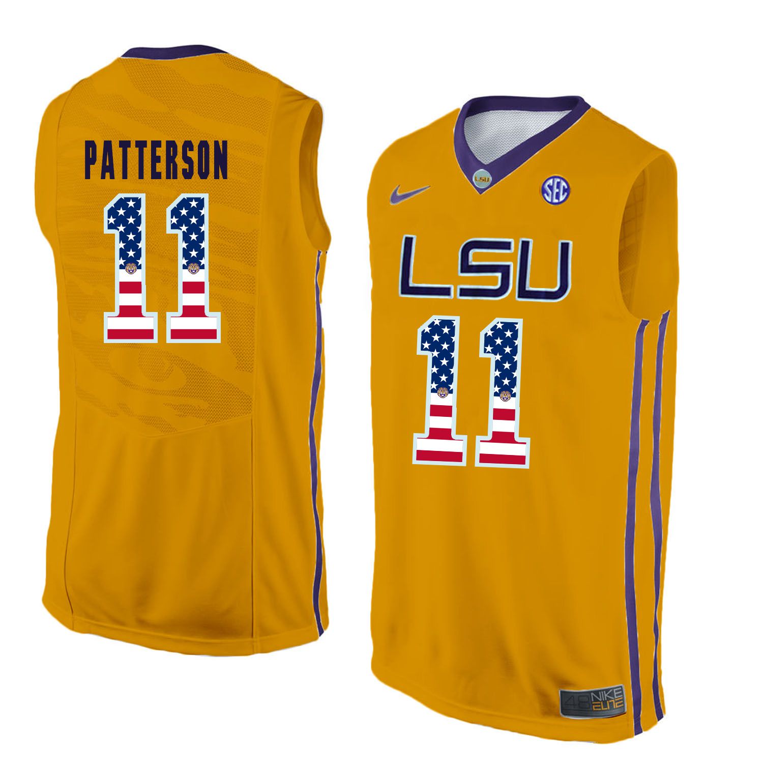 Men LSU Tigers 11 Patterson Yellow Flag Customized NCAA Jerseys